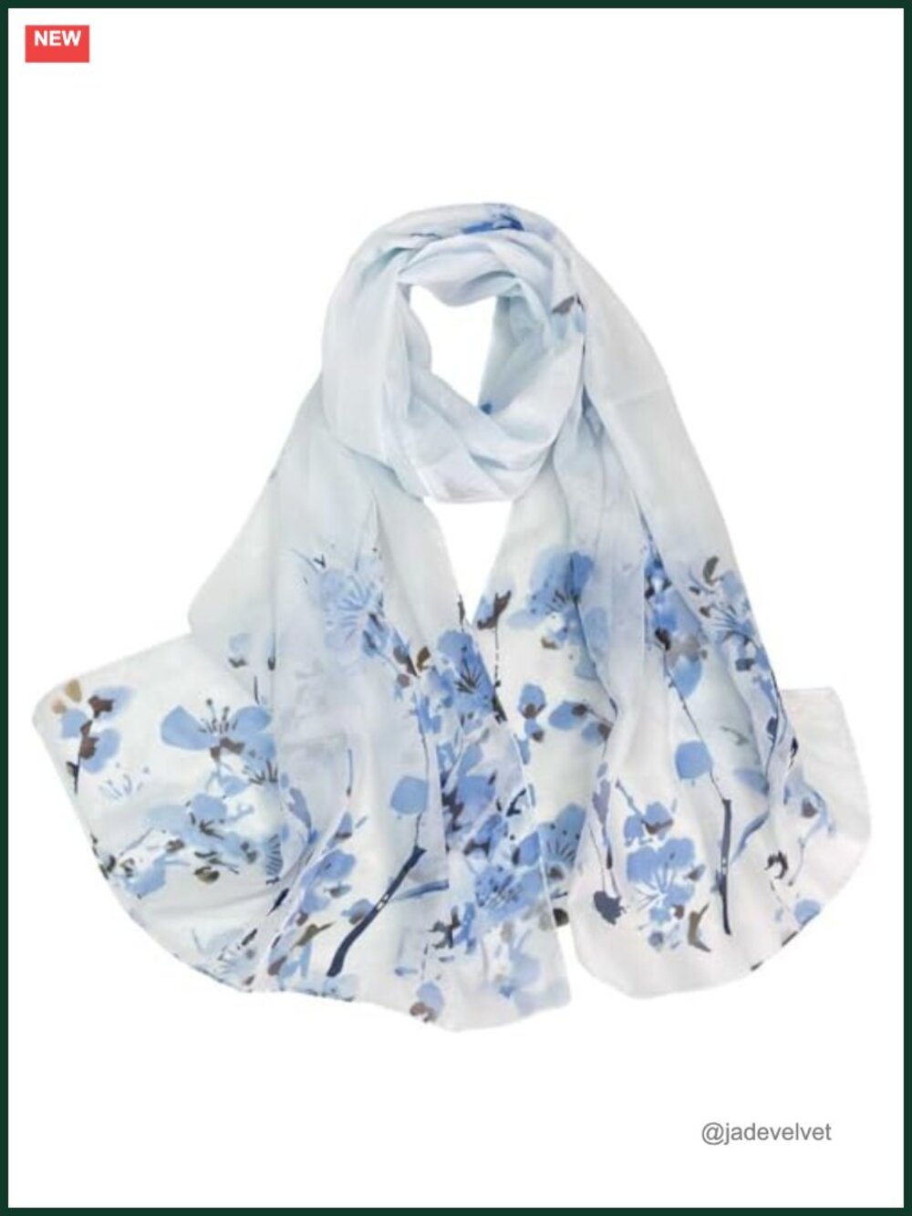 Women's Lightweight Chiffon Scarf Floral Print Silk Feeling Wrap